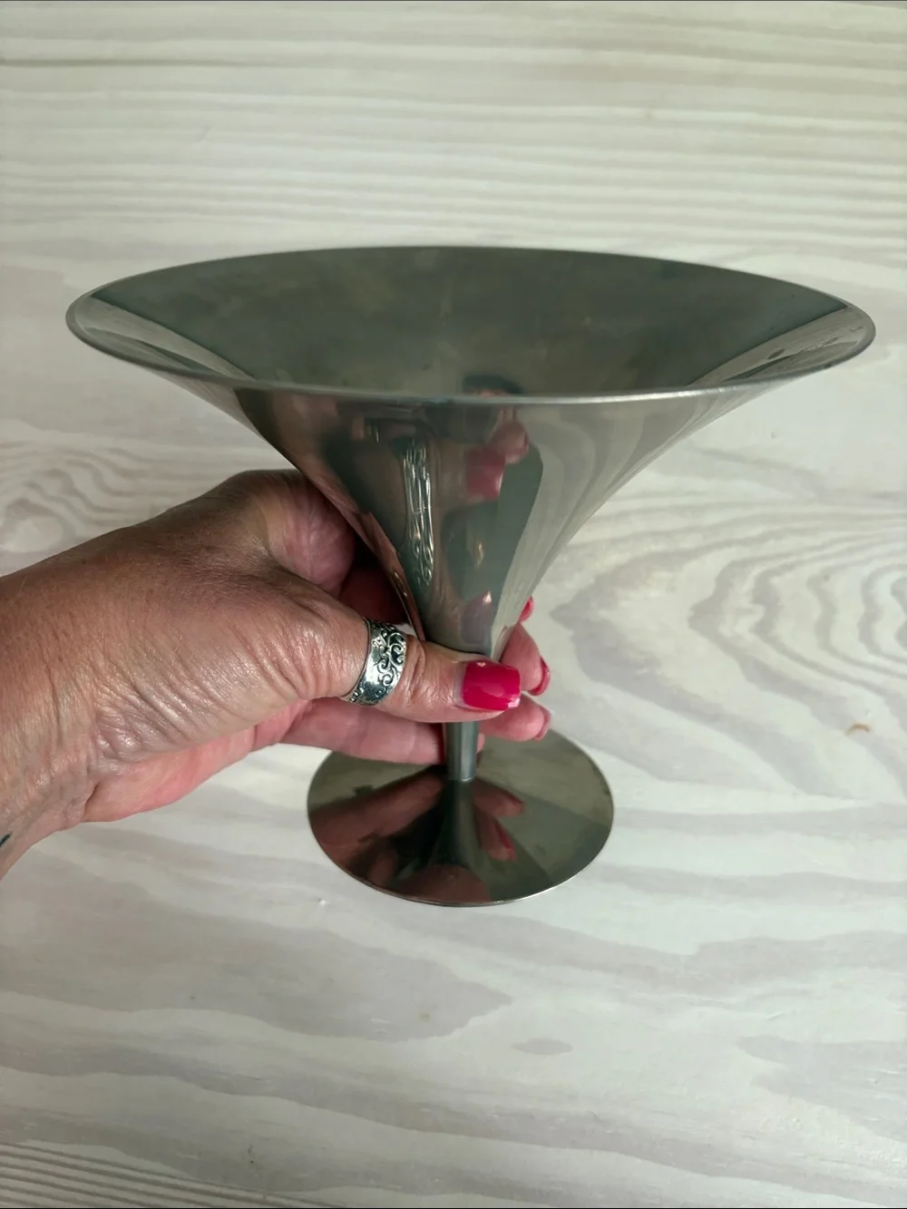 Mid Century Modern Arthur Salm Nickle Plated Silhouette Compote Bowl Dish